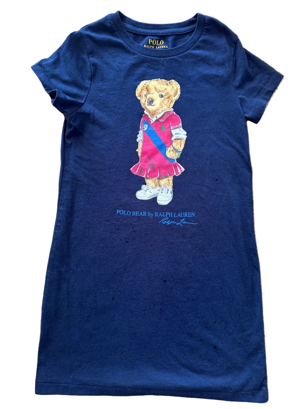 Polo by Ralph Lauren Navy Tee Dress with Polo Bear Graphic